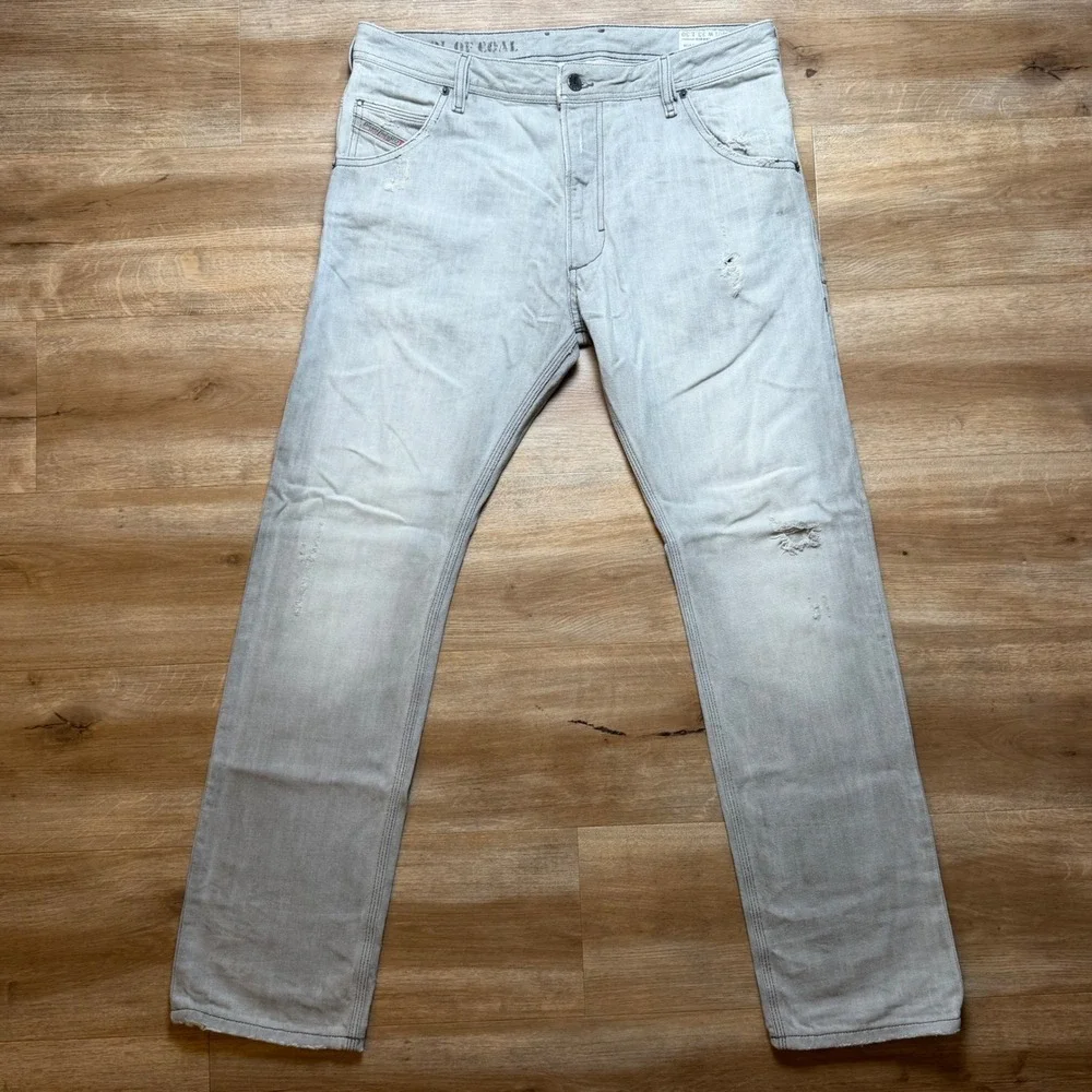 Diesel Krooley Jeans Mens 33x30 Gray Slim Carrot Distressed Made in Italy 008X9